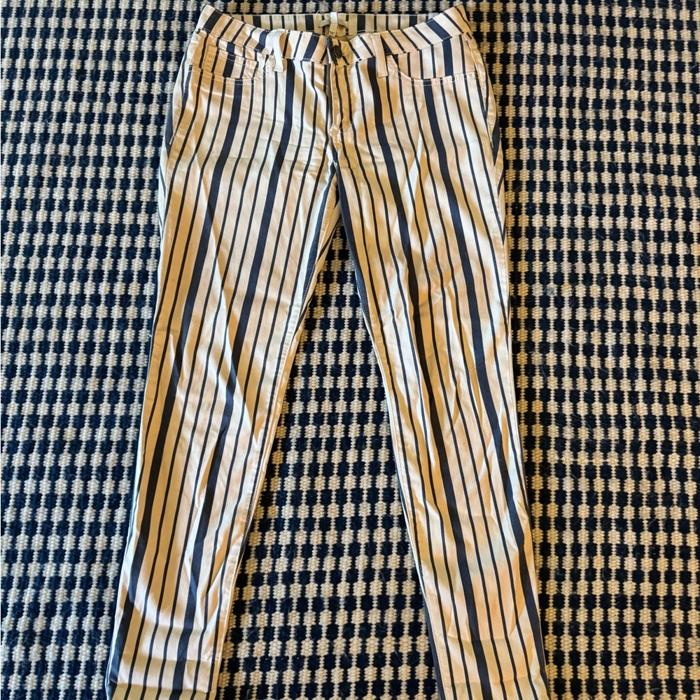 Joie Navy and Cream Slim Striped Pants Size 28